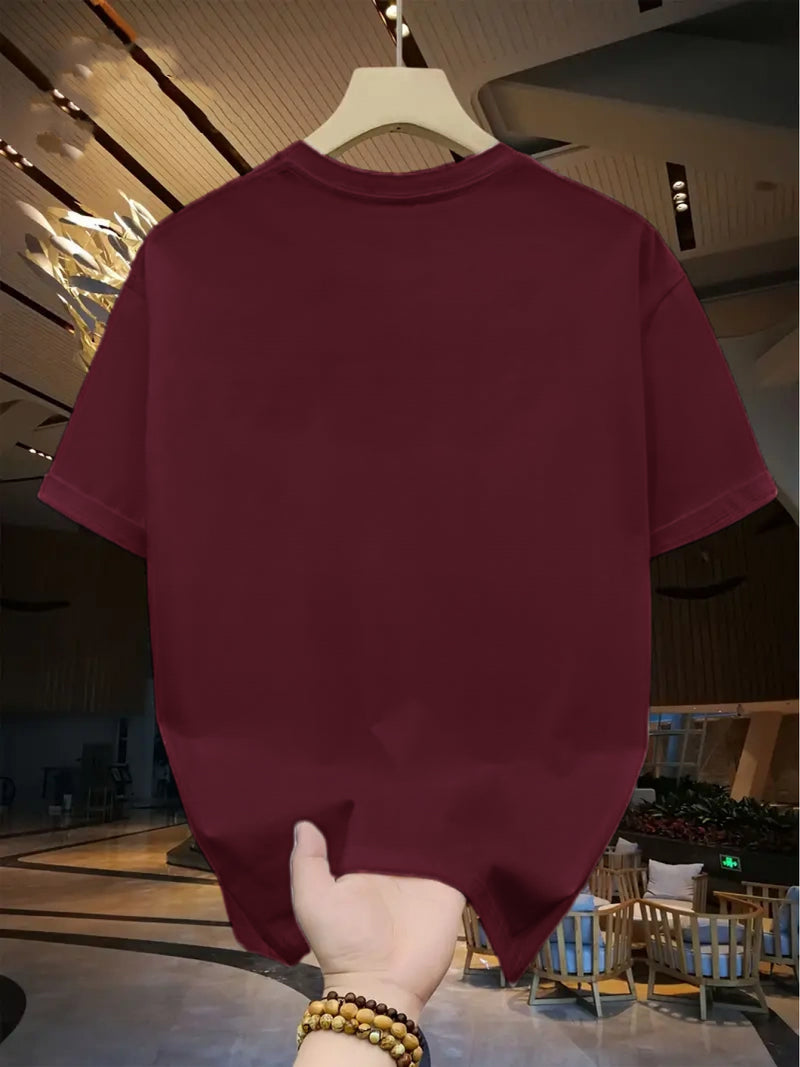 Camiseta masculina 100% algodão - Camiseta minimalista com estampa de gato olhando para a parede.