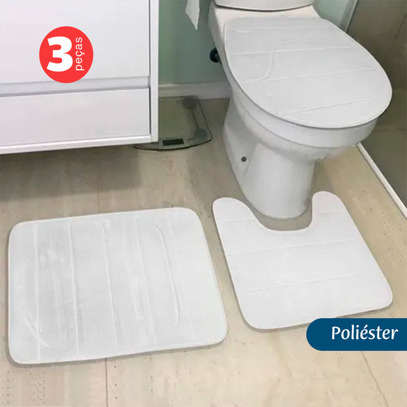 Conjunto de 3 tapetes de banheiro felpudos, antiderrapantes e hipoalergênicos