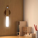 Conjunto de 2 Luminárias Noturnas de Parede Sem Fio com Sensor de Movimento e Adesivo Magnético, Recarregáveis via USB, com Design em Madeira.