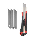 Kit Estilete + 3 Lâminas 18Mm Emborrachado Profissional Alta Durabilidade com Trava.