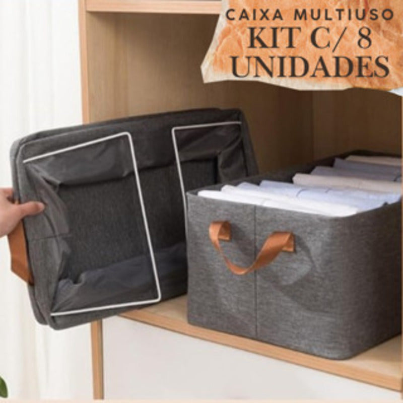 Kit com 8 organizadores de roupas dobradas, ideal para camisas íntimas e calças jeans.
