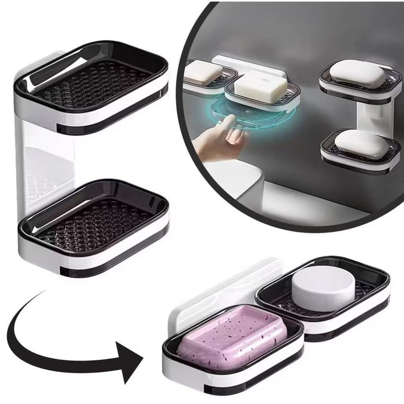 Saboneteira com drenagem para banheiro, organizador de parede de camada única ou dupla.