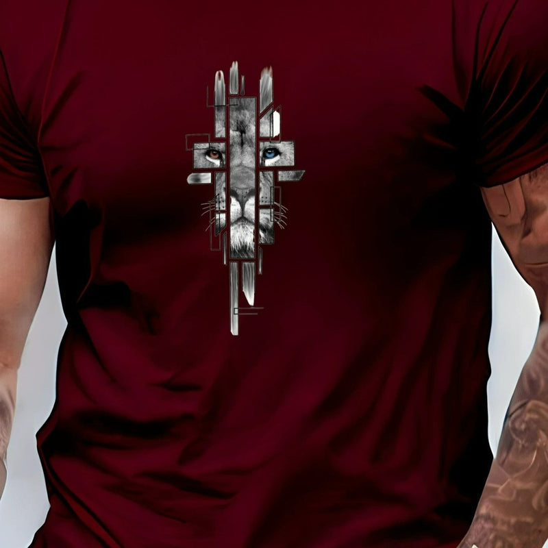 Camiseta masculina 100% algodão - Minimalista com estampa da cruz de Judá Yeshua.