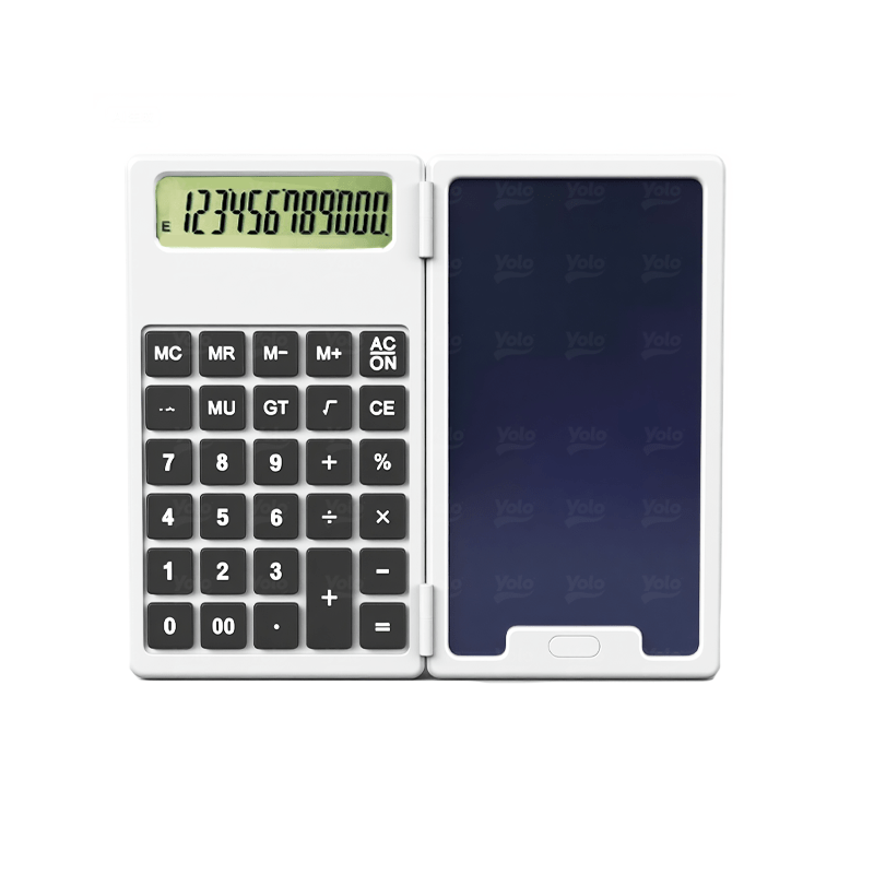 Mini calculadora de escritório com tela sensível ao toque e caneta stylus para caligrafia.