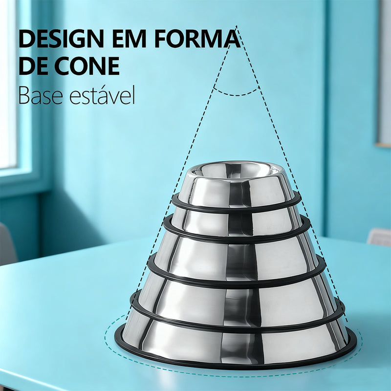 Comedouro antiderrapante em aço inoxidável para cães e gatos.