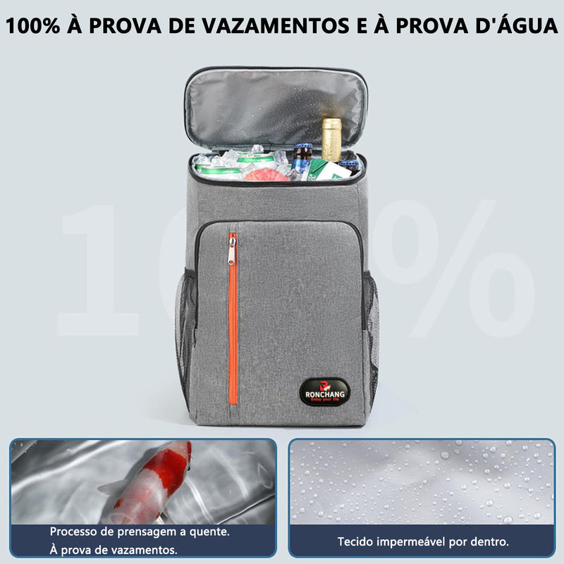 Mochila térmica grande de 20 litros, portátil, à prova d'água e resistente.