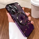 Capa de celular transparente de luxo com revestimento cromado e carregamento magnético sem fio para iPhone.