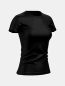 Kit com 4 camisetas femininas básicas lisas com proteção térmica contra o sol.