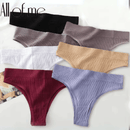 Conjunto de 12 peças de lingerie feminina, estilo canelada riscadinha, sem costura, cintura baixa e confortável.