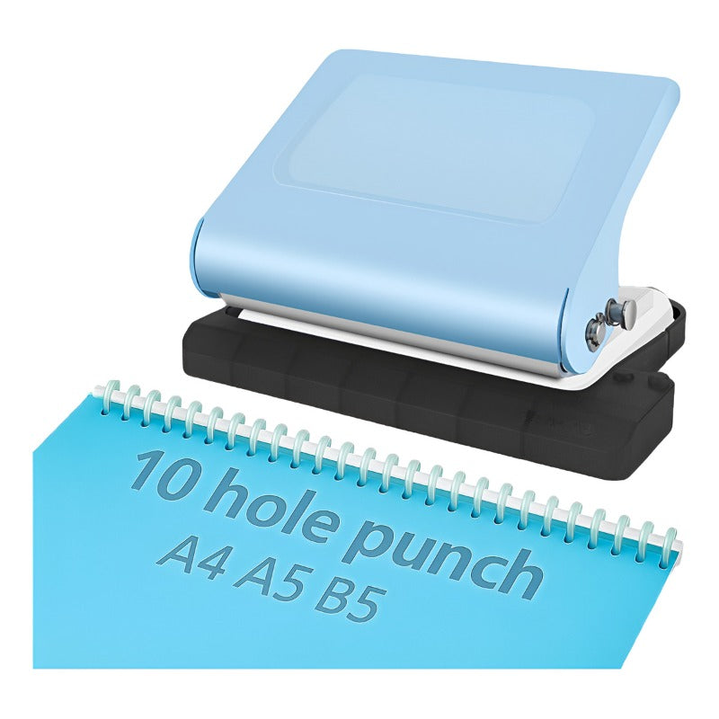 Furadeira de papel compacta e portátil sem furos, com alta precisão e qualidade, ideal para arquivos.