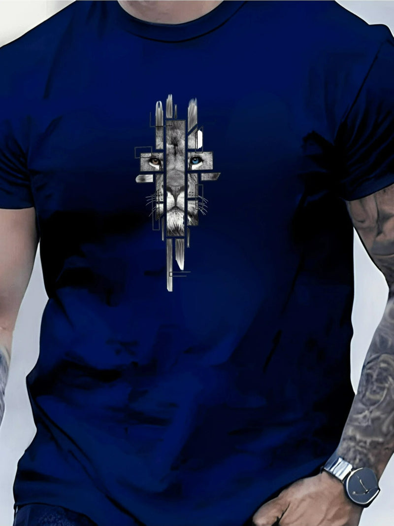 Camiseta masculina 100% algodão - Minimalista com estampa da cruz de Judá Yeshua.