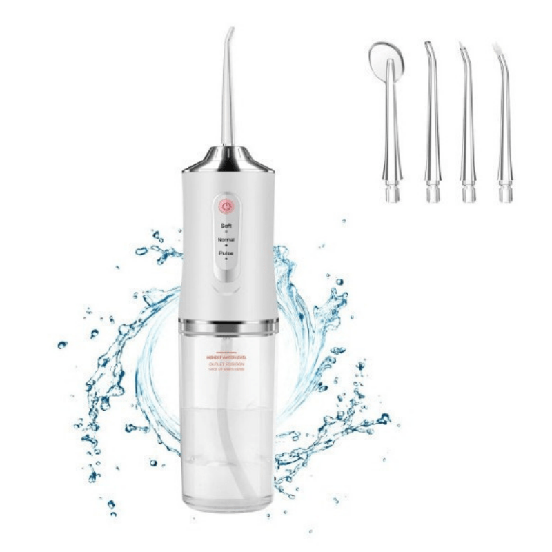 Fio Dental Elétrico Portátil e Spray de Limpeza Dental.