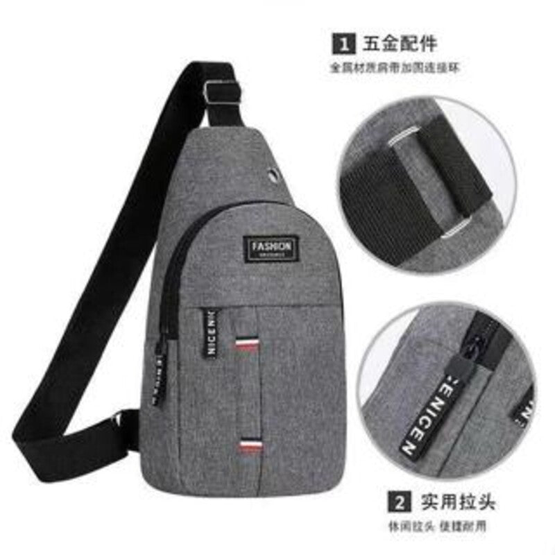 Mochila transversal de peito.