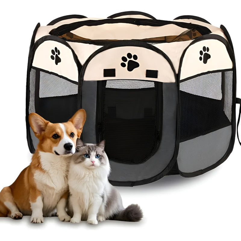 Casinha dobrável grande para cães, 114 x 114 x 58 cm.