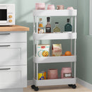 Prateleira organizadora multifuncional de 4 níveis com rodas.