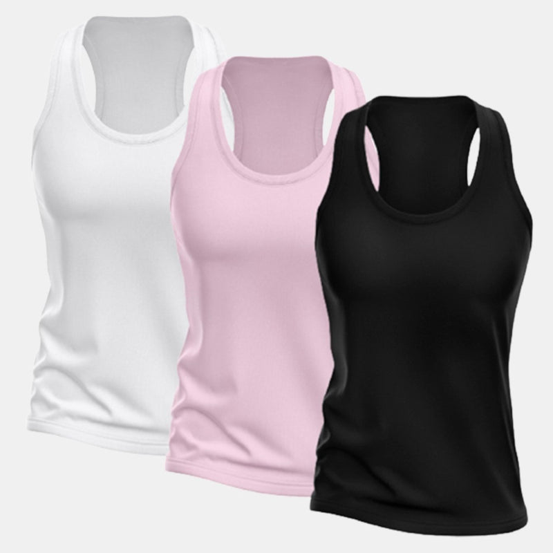 Kit com 3 Regatas Femininas para Natação – Regata de Secagem Rápida, Camiseta para Treino, Academia, Esporte e Fitness.