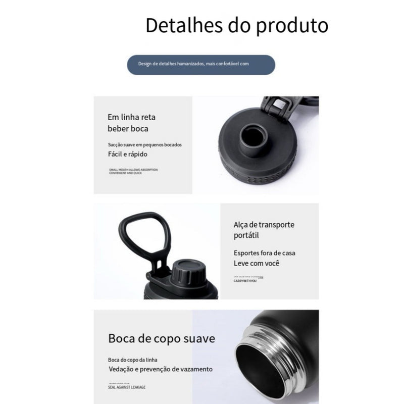 Garrafa térmica em aço inoxidável com design portátil, vedação à prova de vazamentos, 6000ml.