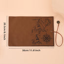 Estojo de lápis vintage em couro PU com bússola náutica, enrolável, porta-canetas de grande capacidade.