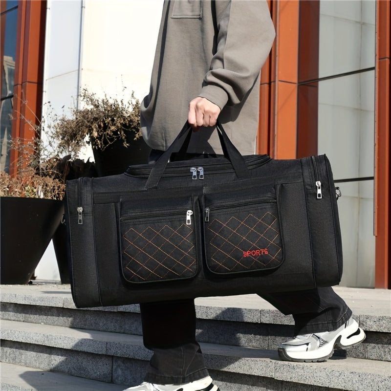 Mala de viagem grande com vários compartimentos e alça de ombro ajustável - Bolsa de viagem resistente em nylon.