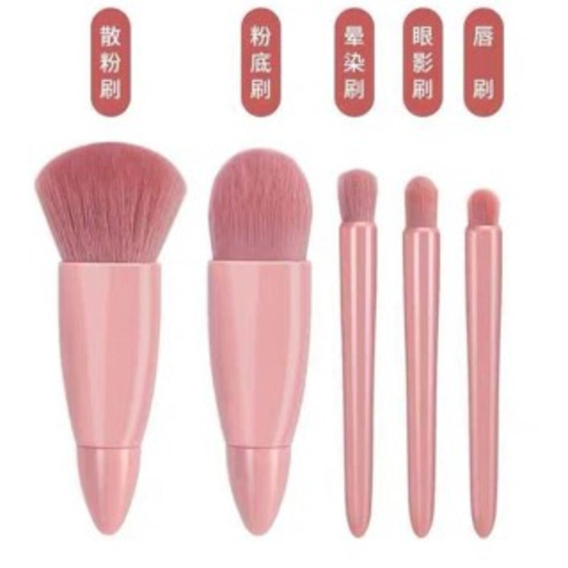 Conjunto de 5 pincéis de maquiagem com espelho super sofisticado.