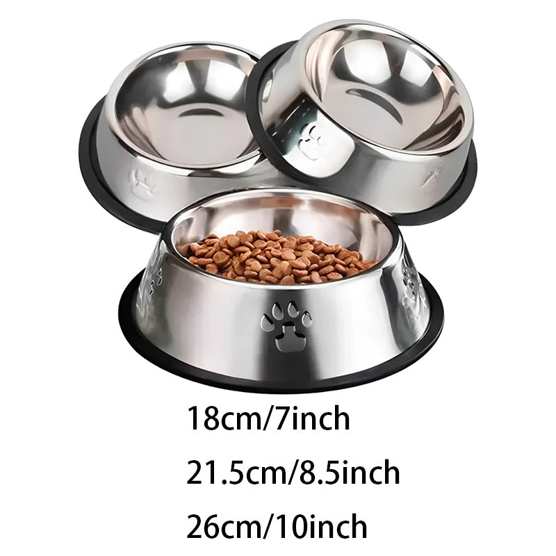 Comedouro antiderrapante em aço inoxidável para cães e gatos.