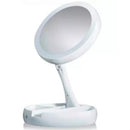 Espelho de maquiagem redondo com LED para mesa.