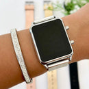 Relógio Feminino Digital, Dourado, Prata, Preto e Rosa.