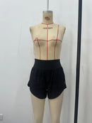 Shorts de ioga femininos de secagem rápida com bolso de tela.