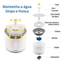 Fonte de água automática para gatos com filtro, 2,4L, para cães e gatos.