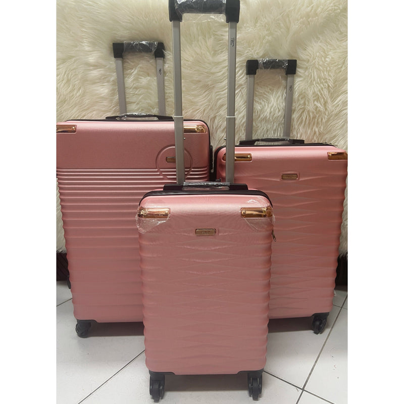 Mala de viagem grande com rodas giratórias 360°, feita de polipropileno.