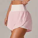 Shorts de ioga femininos de secagem rápida com bolso de tela.