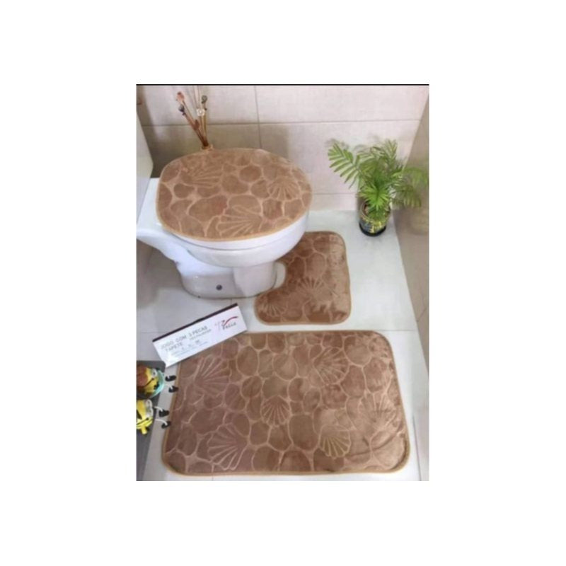 Conjunto de 3 tapetes antiderrapantes para banheiro, design (liso)