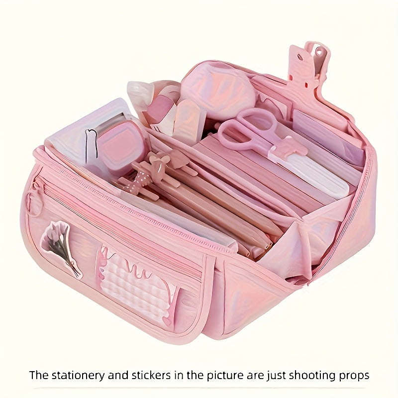 Novo estojo criativo de grande capacidade com organizador de mesa multifuncional e caixa de armazenamento, perfeito para estudo e trabalho.