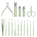 Kit profissional de manicure e pedicure com 16 peças em aço inoxidável.