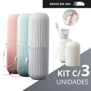 Porta-escova de dentes e creme dental portátil para viagem/escola