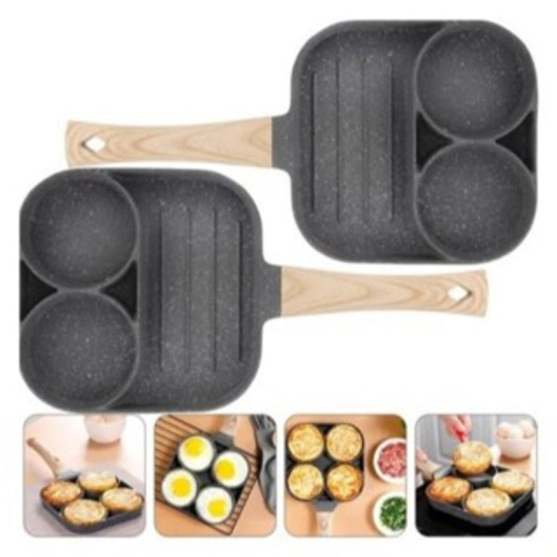 Frigideira antiaderente 3 em 1 com divisórias.