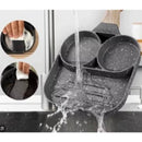 Frigideira antiaderente 3 em 1 com divisórias.