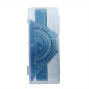 Conjunto de desenho técnico em metal com 4 peças, caixa de armazenamento, conjunto de réguas de medição para estudantes.