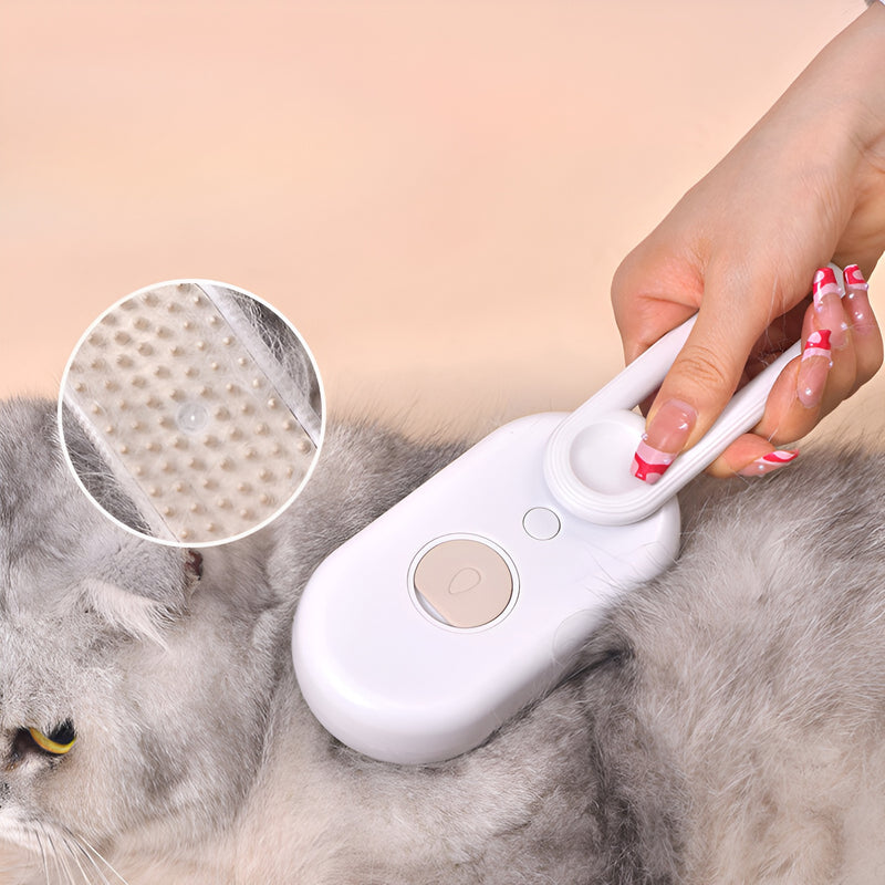 Escova a vapor 3 em 1 para cães e gatos.