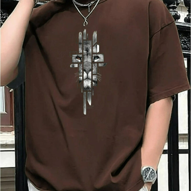 Camiseta masculina 100% algodão - Minimalista com estampa da cruz de Judá Yeshua.