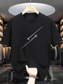 Camiseta masculina 100% algodão - Camiseta minimalista com estampa de avião e gola redonda.