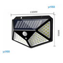 Lâmpada solar com 100 LEDs e sensor de movimento para uso externo.