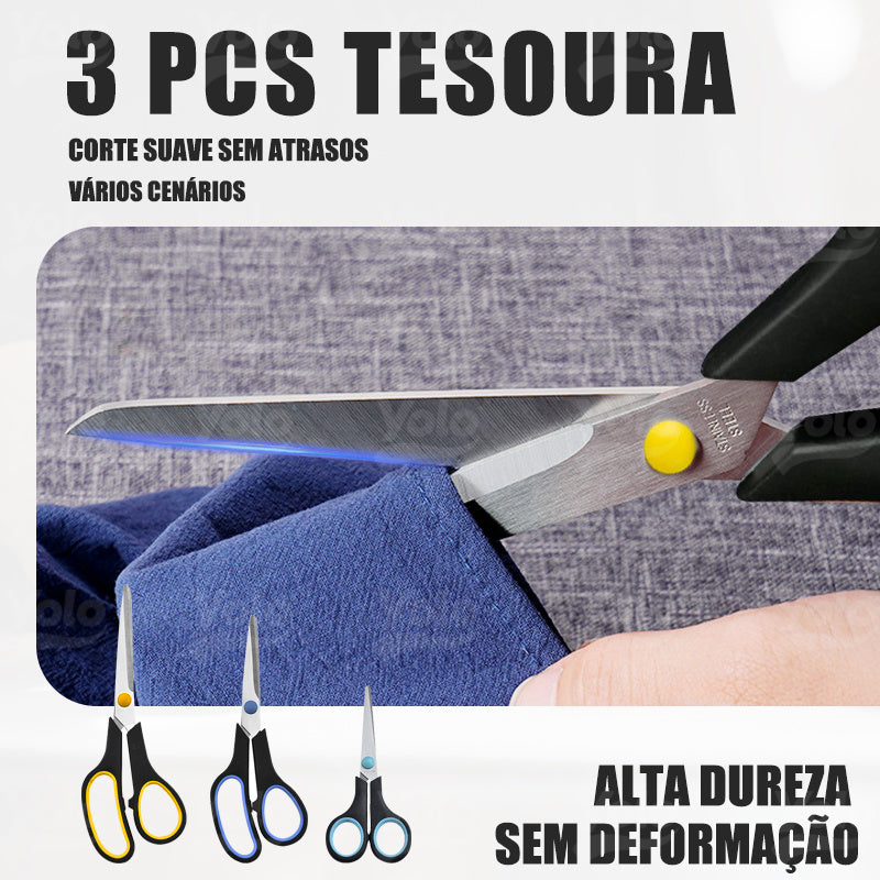 Conjunto de 5 Tesouras Multiuso em Aço Inoxidável de Alta Durabilidade, com Tamanhos Grande e Pequeno.