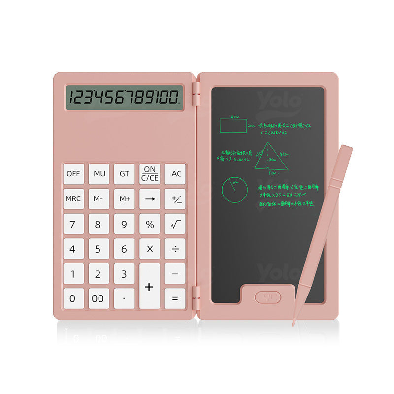 Mini calculadora de escritório com tela sensível ao toque e caneta stylus para caligrafia.