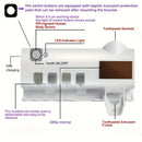 Suporte para escova de dentes elétrica com armazenamento integrado, sensor inteligente, esterilização, ventilação e drenagem eficiente.