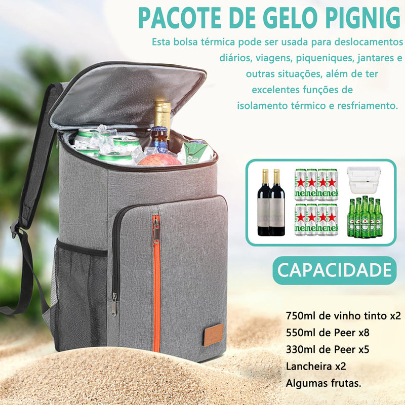 Mochila térmica grande de 20 litros, portátil, à prova d'água e resistente.