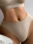 Conjunto de 12 peças de lingerie feminina, estilo canelada riscadinha, sem costura, cintura baixa e confortável.