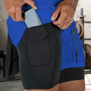 Calções masculinos 2 em 1, calções casuais para corrida e treino.