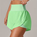 Shorts de ioga femininos de secagem rápida com bolso de tela.