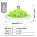 Conjunto de 1 mini ventilador de teto fechado com luz, lâmpada de 8,5 polegadas, branca, 30W.